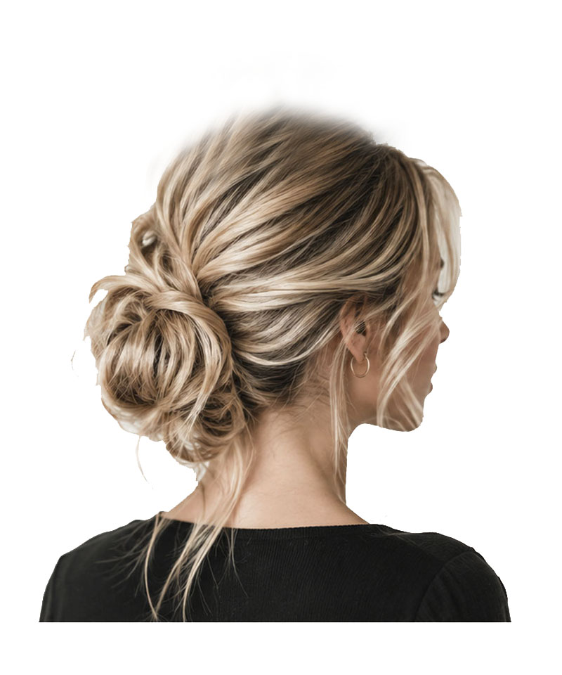 Model with styled hair