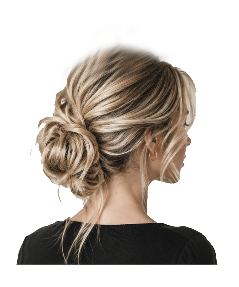 Model with styled hair